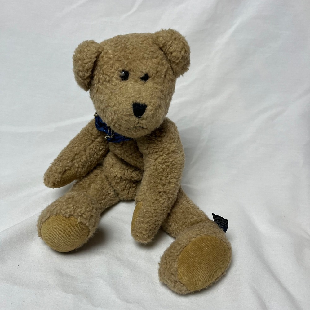 Boyds Bear J.B. Bean Series Tan Plush Teddy Bear Blue Bow Tie Vintage 1985-1995